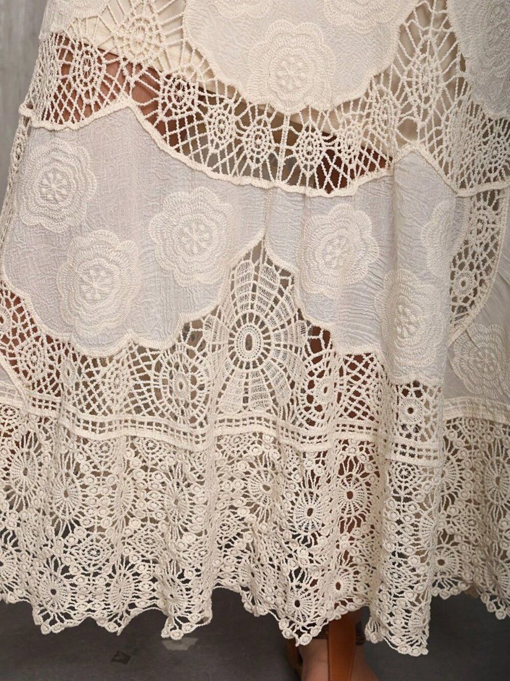 Apricot Boho Women's Lace A-Line Skirt - Picture 5 of 5